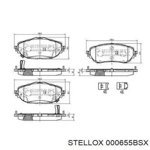 Купити 000655BSX Stellox Колодки гальмівні передні, дискові