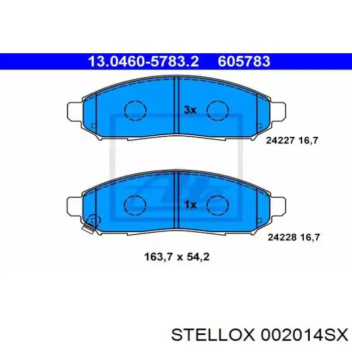 Передні тормозні колодки 002014SX Stellox