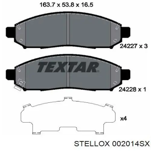 Гальмівні колодки Stellox 002014SX ціна, від 22.47 USD