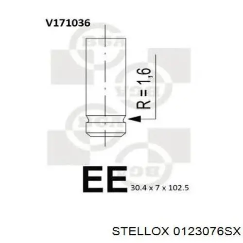 0123076SX Stellox клапан впускний