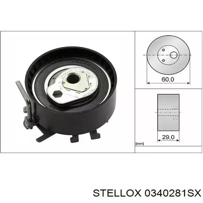 Ролик натяжителя ременя газорозподілу Stellox 0340281SX ціна, від 27.86 USD