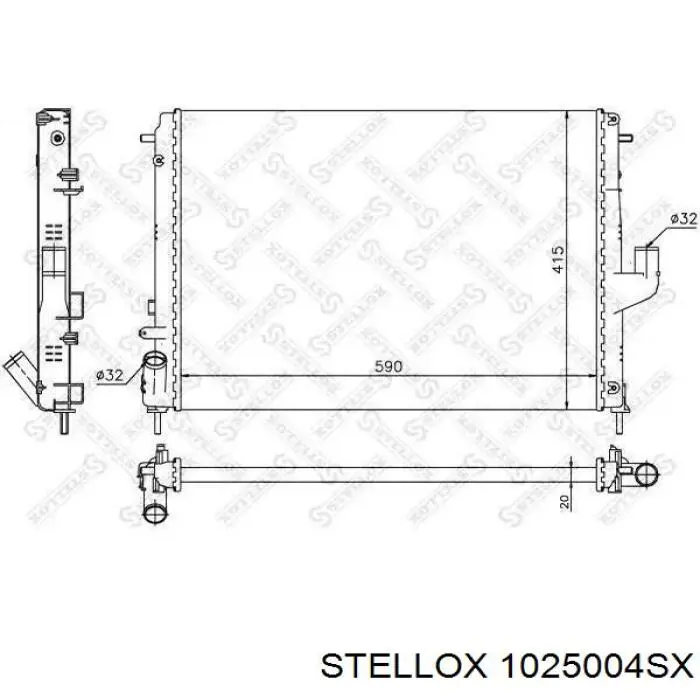 Радіатор охолодження двигуна 1025004SX Stellox