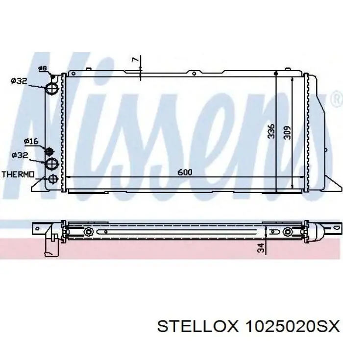 Радіатор охолодження двигуна 1025020SX Stellox