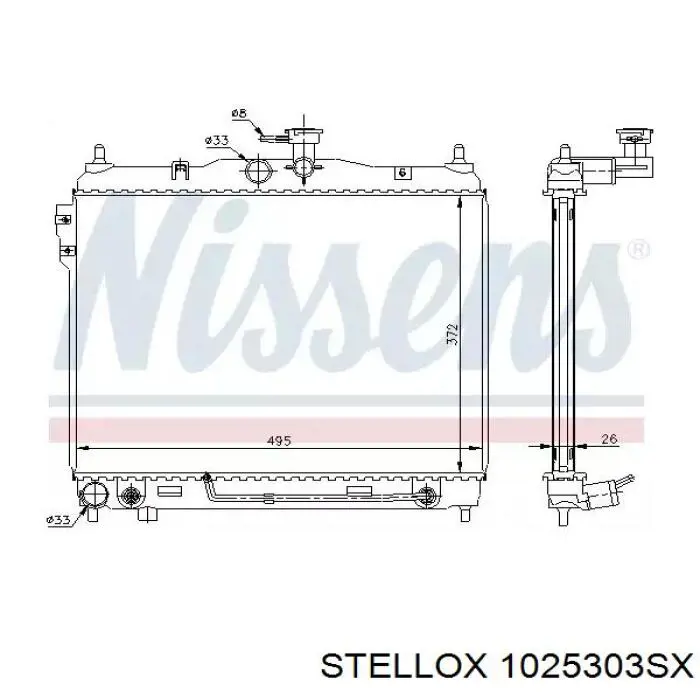 Радіатор охолодження двигуна 1025303SX Stellox