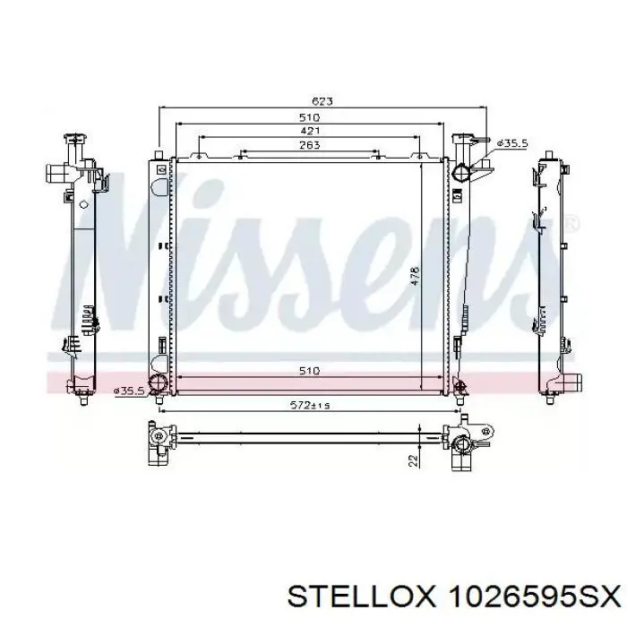 Радіатор охолодження двигуна 1026595SX Stellox