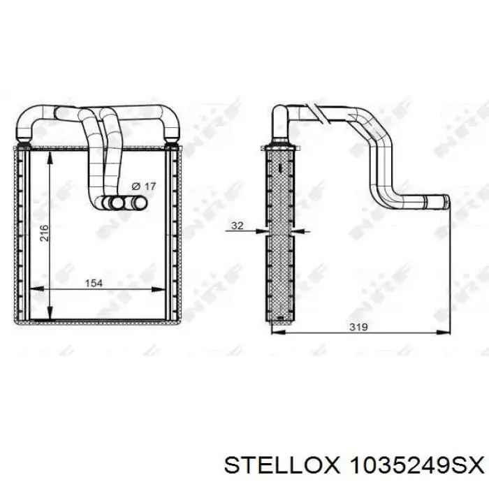 Радіатор пічки (обігрівача) 1035249SX Stellox