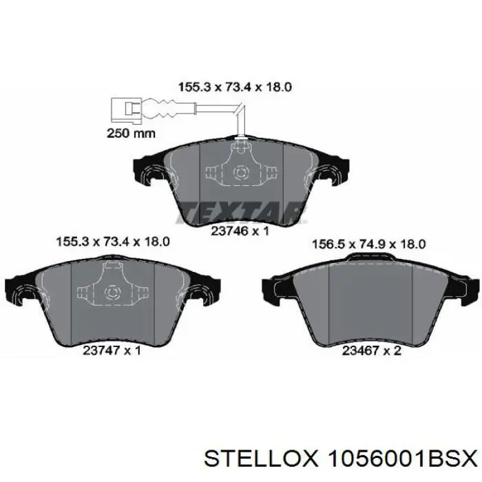 Купити 1056001BSX Stellox Колодки гальмівні передні, дискові