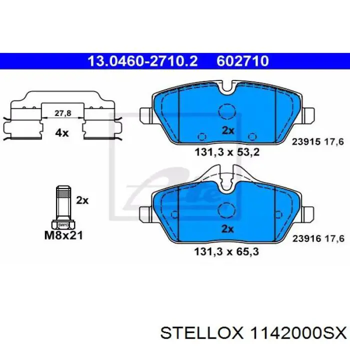 Передні тормозні колодки 34116784726 BMW