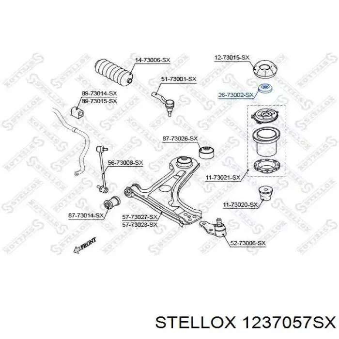 Купити 1237057SX Stellox Опора амортизатора переднього