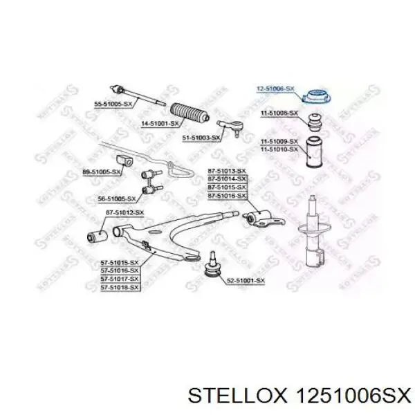 Опора стійки амортизатора переднього Stellox 1251006SX ціна, від 20.15 USD
