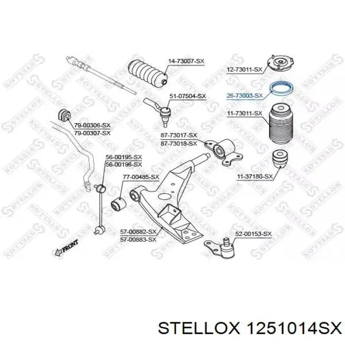 Опора стійки амортизатора переднього Stellox 1251014SX ціна, від 22.57 USD