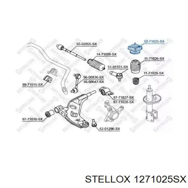 Опора стійки амортизатора переднього Stellox 1271025SX ціна, від 16.46 USD