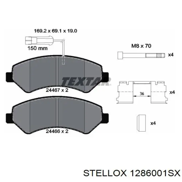 Гальмівні колодки Stellox 1286001SX ціна, від 29.68 USD