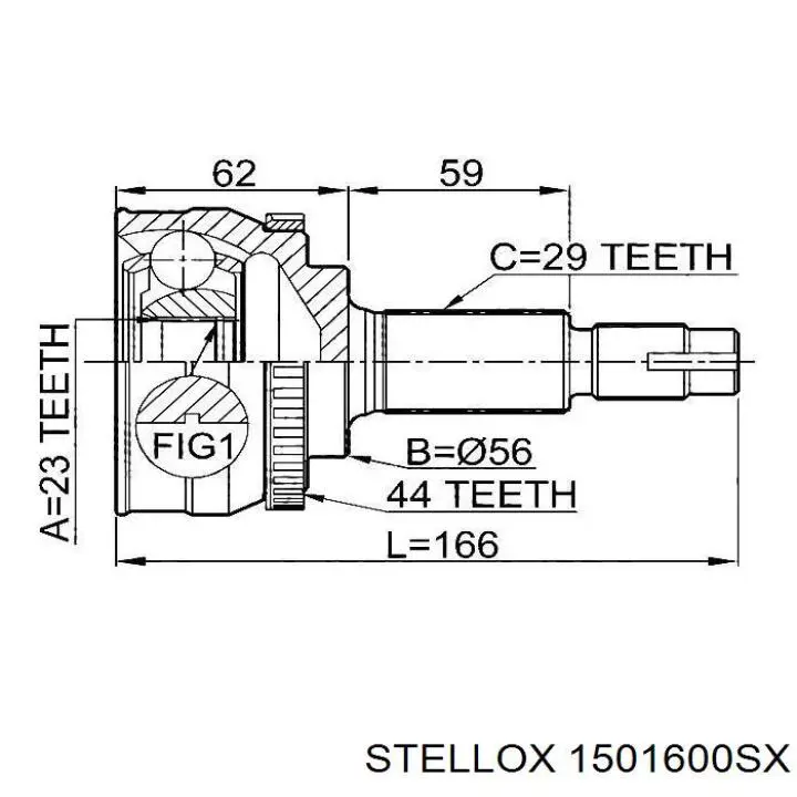 ШРУС зовнішній передній 1501600SX Stellox