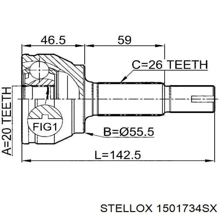 ШРУС зовнішній передній 1501734SX Stellox