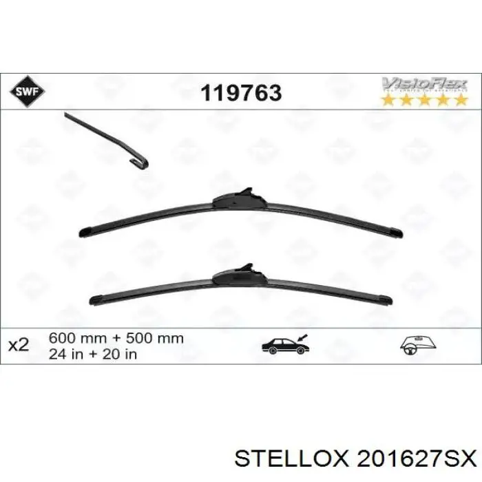 Щітка-двірник лобового скла, комплект з 2-х шт. Stellox 201627SX ціна, від 23.66 USD