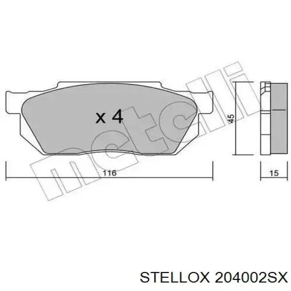 Купити 204002SX Stellox Колодки гальмівні передні, дискові