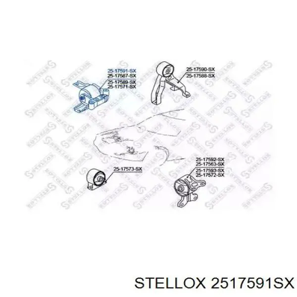 Подушка (опора) двигуна, права 2517591SX Stellox