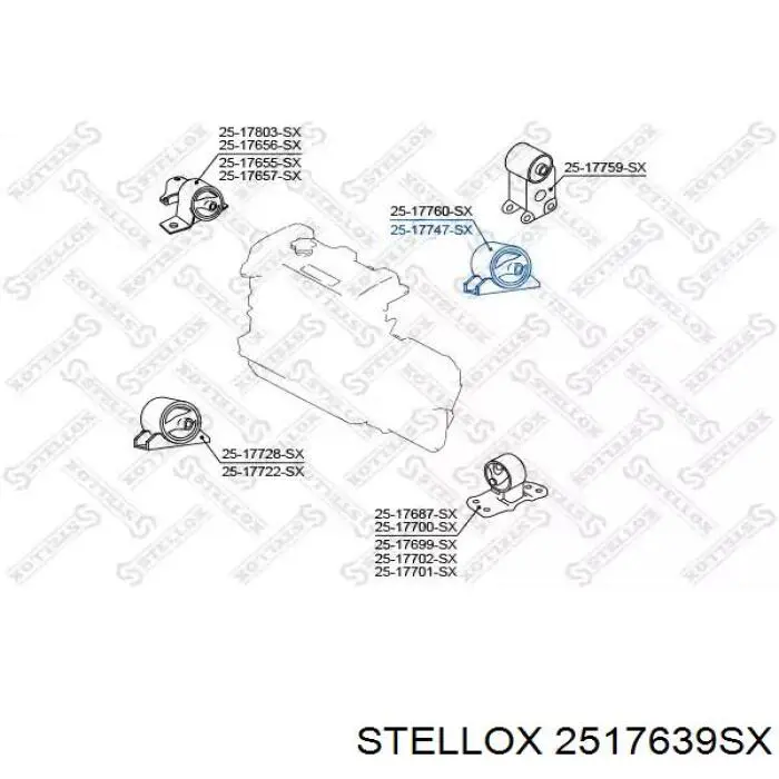 Подушка (опора) двигуна, ліва 2517639SX Stellox