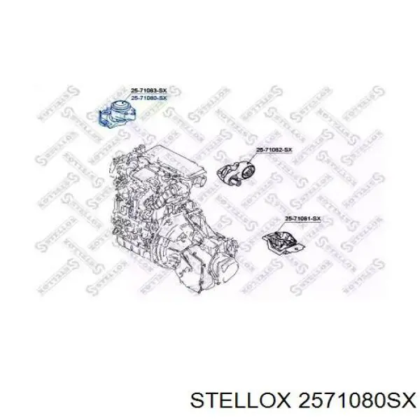 Подушка (опора) двигуна, права 2571080SX Stellox