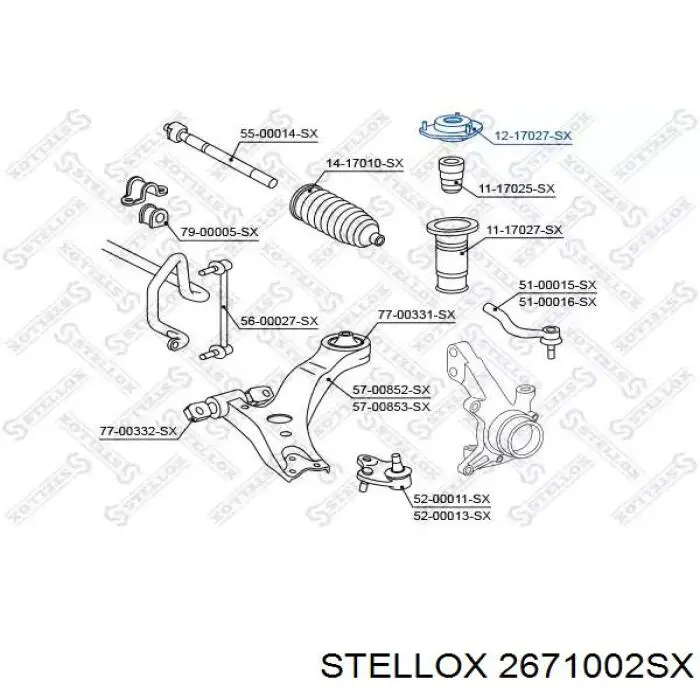 Підшипник опорний амортизатора, переднього Stellox 2671002SX ціна, від 3.99 USD