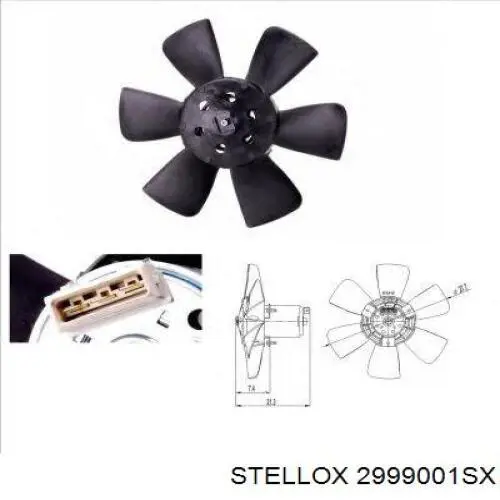 2999001SX Stellox електровентилятор охолодження в зборі (двигун + крильчатка, правий)