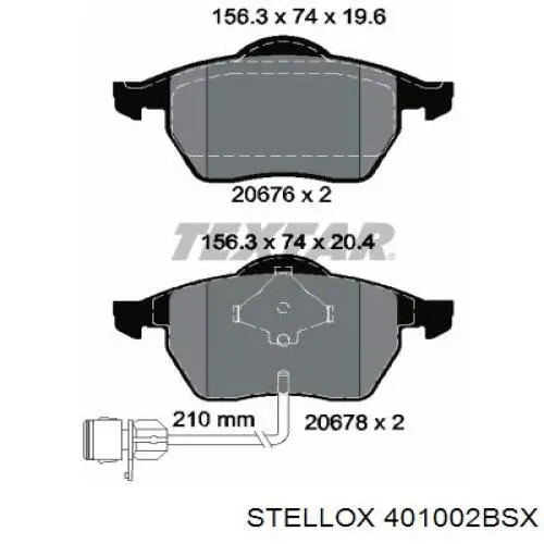 Колодки гальмівні передні, дискові 401002BSX Stellox