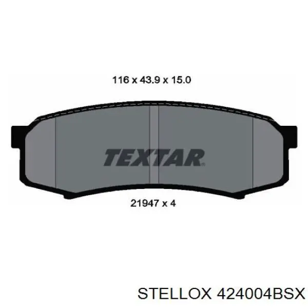 424004BSX Stellox Колодки гальмівні задні, дискові