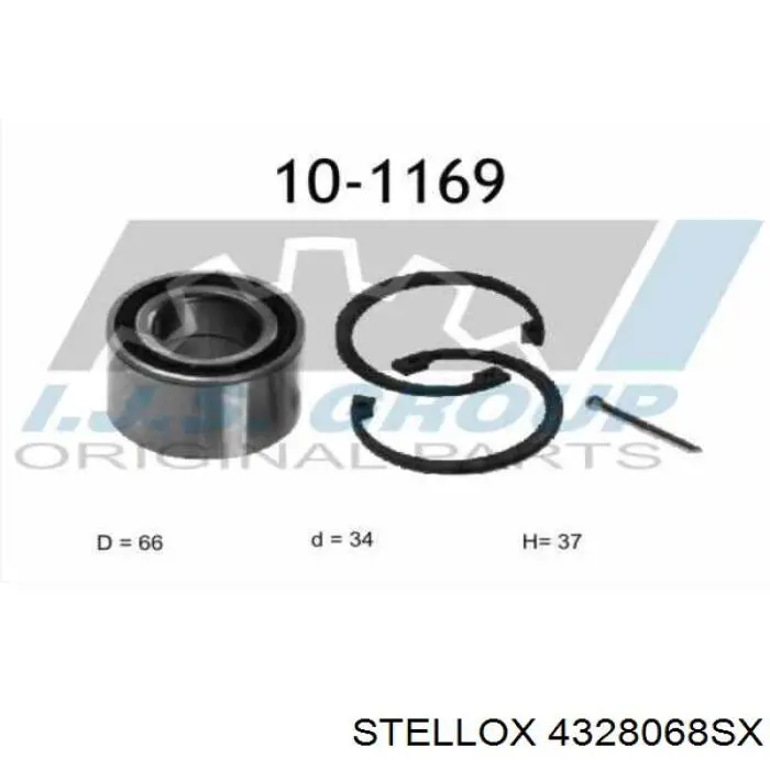 Комплект підшипник маточини передньої Stellox 4328068SX ціна, від 10.74 USD