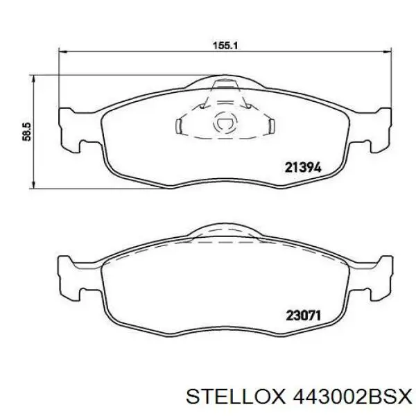 Колодки гальмівні передні, дискові 443002BSX Stellox