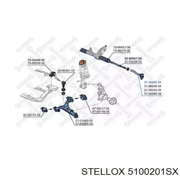 Накінечник рульової тяги, зовнішній 5100201SX Stellox