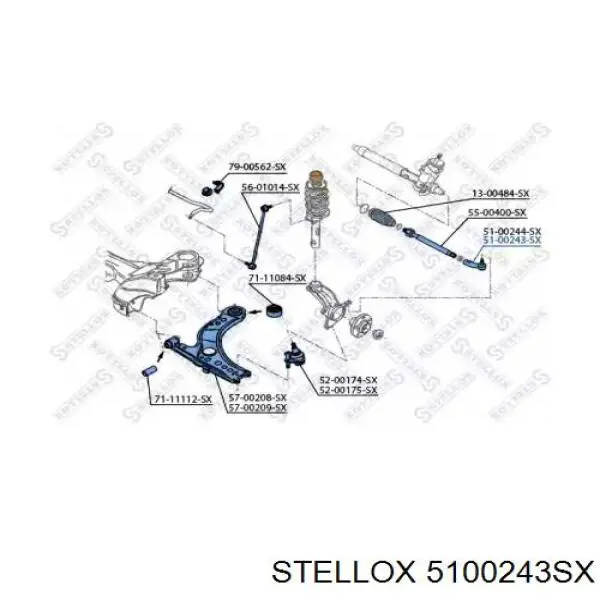 Накінечник рульової тяги, зовнішній 5100243SX Stellox