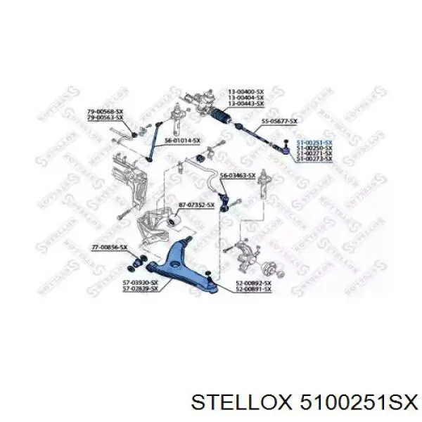 Накінечник рульової тяги, зовнішній 5100251SX Stellox