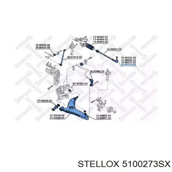 Накінечник рульової тяги, зовнішній 5100273SX Stellox