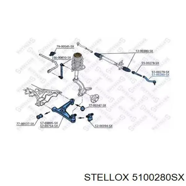 Накінечник рульової тяги, зовнішній 5100280SX Stellox