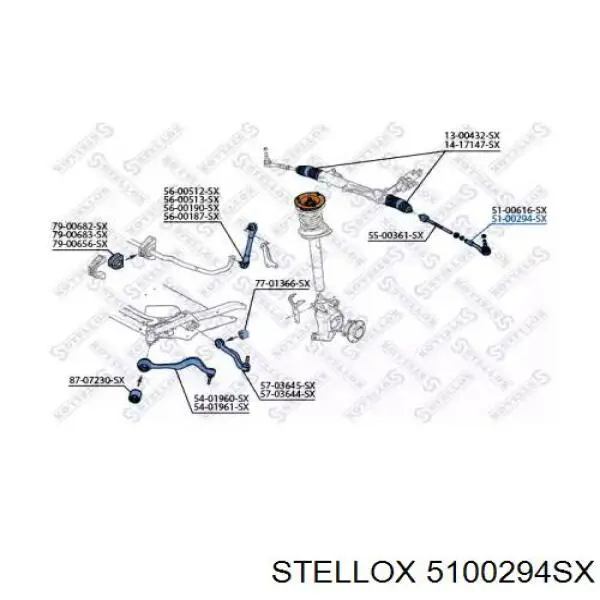 Накінечник рульової тяги, зовнішній 5100294SX Stellox