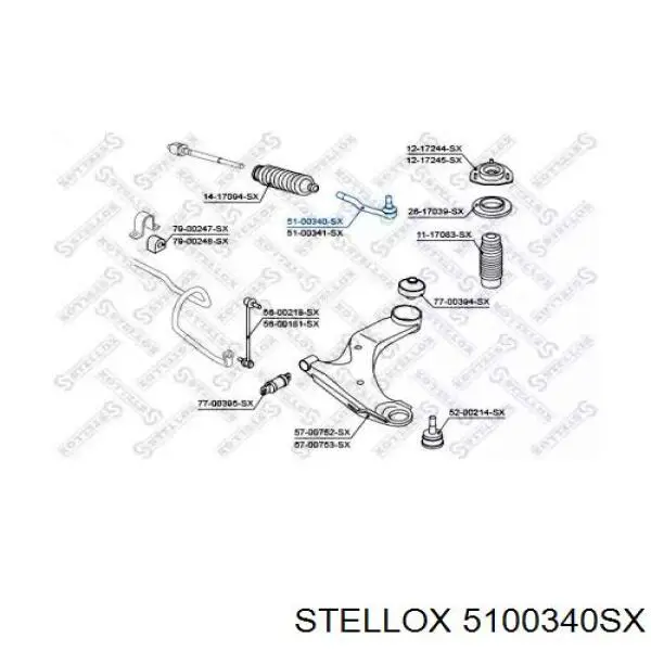 Накінечник рульової тяги, зовнішній 5100340SX Stellox