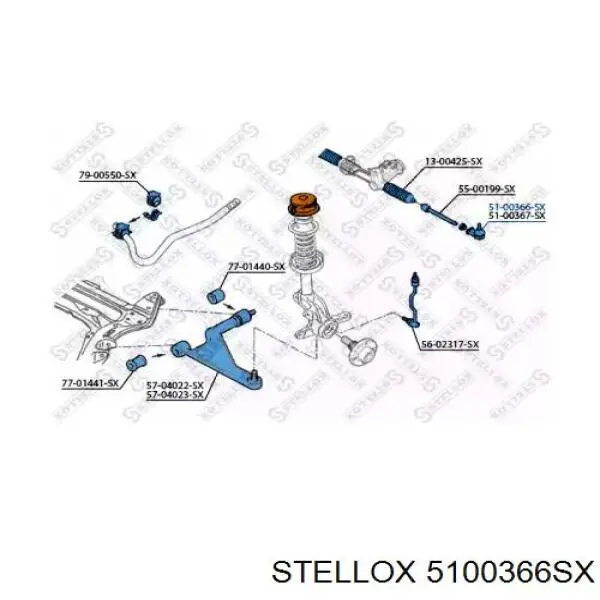 Накінечник рульової тяги, зовнішній 5100366SX Stellox