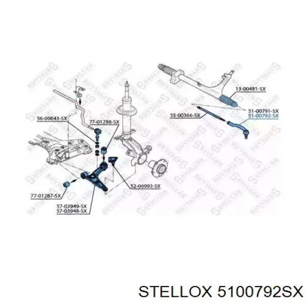 Накінечник рульової тяги, зовнішній 5100792SX Stellox