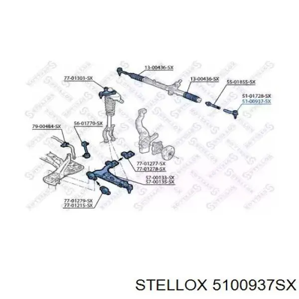 5100937SX Stellox накінечник рульової тяги, зовнішній