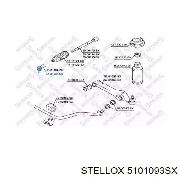 Накінечник рульової тяги, зовнішній 5101093SX Stellox