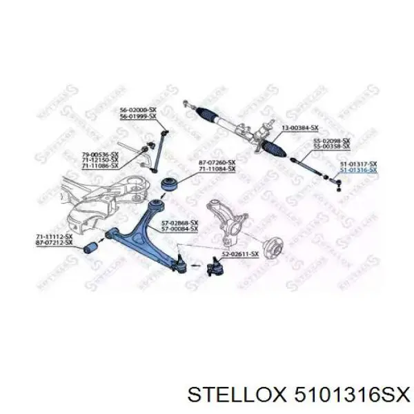 Накінечник поперечної рульової тяги 5101316SX Stellox