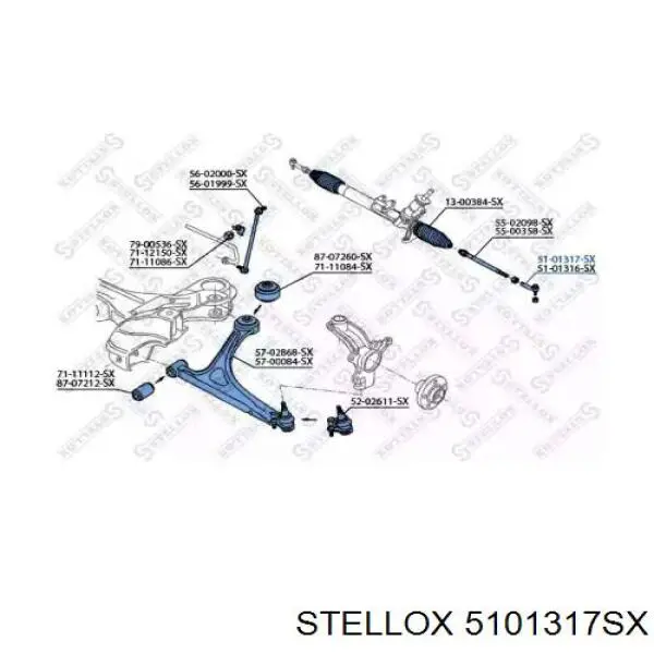 Накінечник рульової тяги, зовнішній 5101317SX Stellox