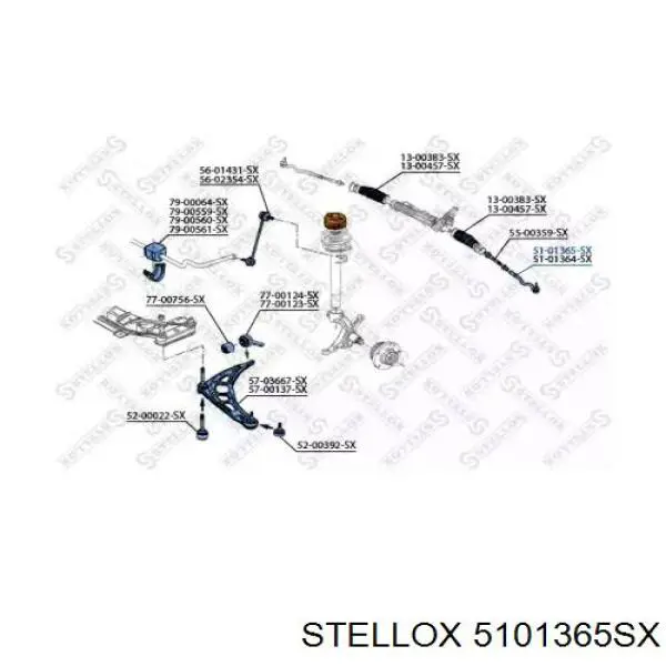 Накінечник рульової тяги, зовнішній 5101365SX Stellox