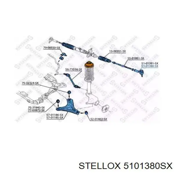 Накінечник рульової тяги, зовнішній 5101380SX Stellox