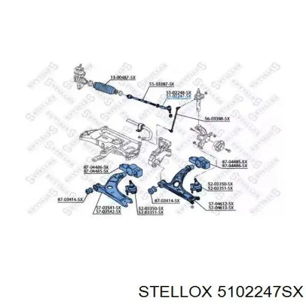 5102247SX Stellox накінечник рульової тяги, зовнішній