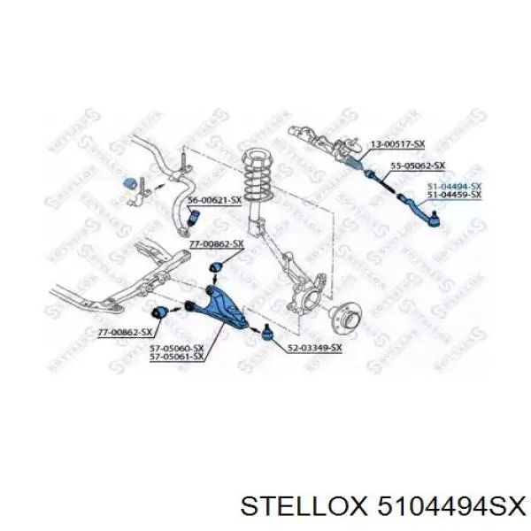 Накінечник рульової тяги, зовнішній 5104494SX Stellox