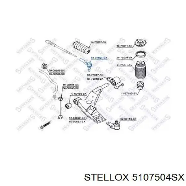 Накінечник рульової тяги, зовнішній 5107504SX Stellox