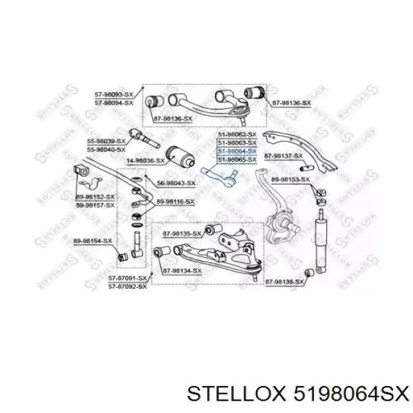 Накінечник рульової тяги, зовнішній 5198064SX Stellox