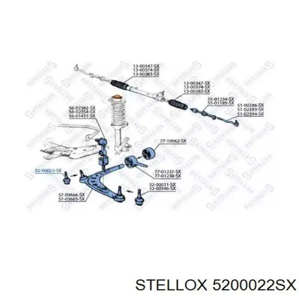 5200022SX Stellox кульова опора, нижня